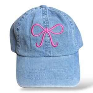 Girls' Denim with Embroidered Bow Baseball Hat - Cat & Jack™️ Denim Blue